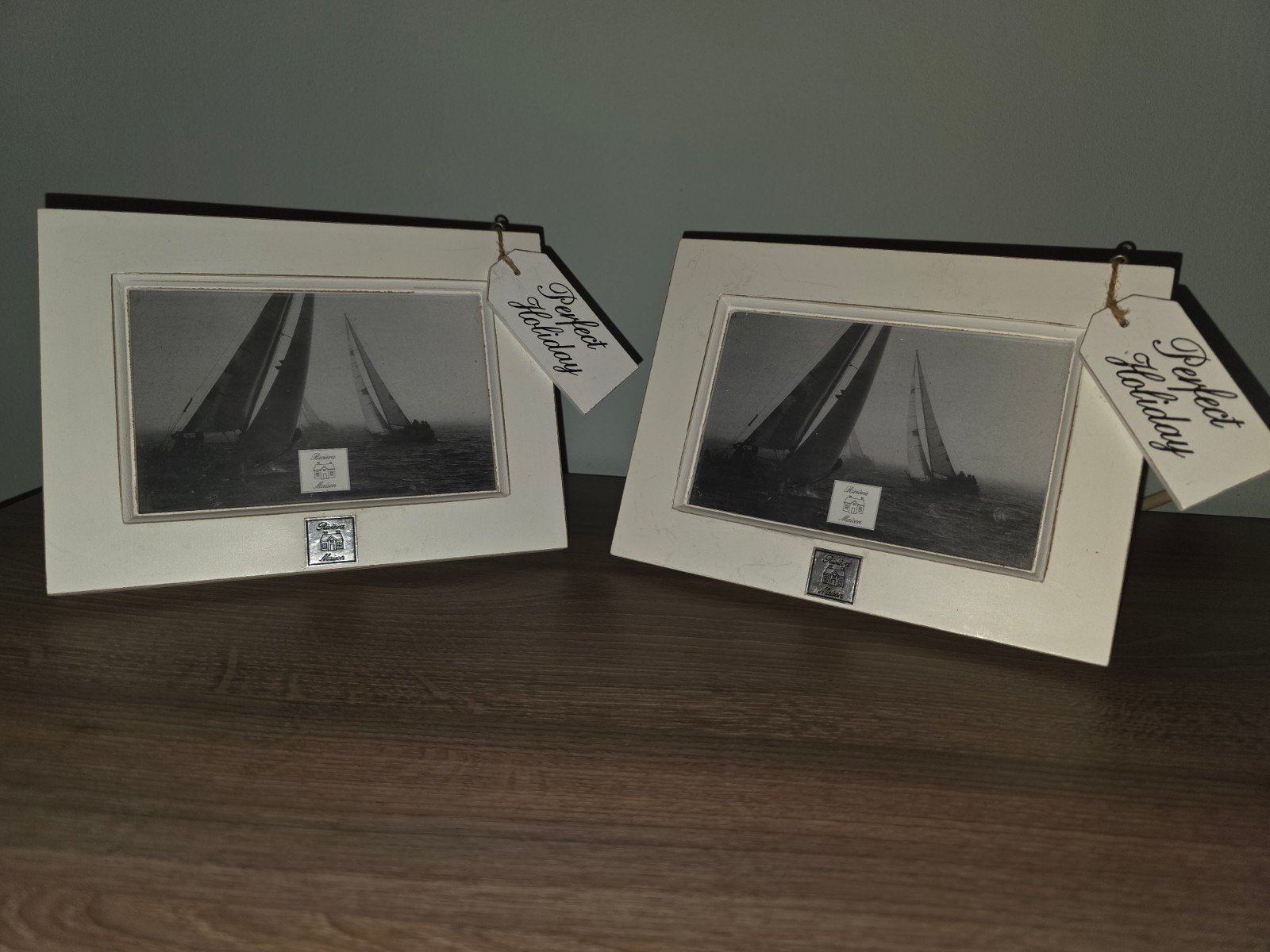 Set van 2 Riviera Maison fotolijsten 'Perfect Holiday', Huis en Inrichting, Woonaccessoires | Lijsten, Ophalen of Verzenden, Zo goed als nieuw