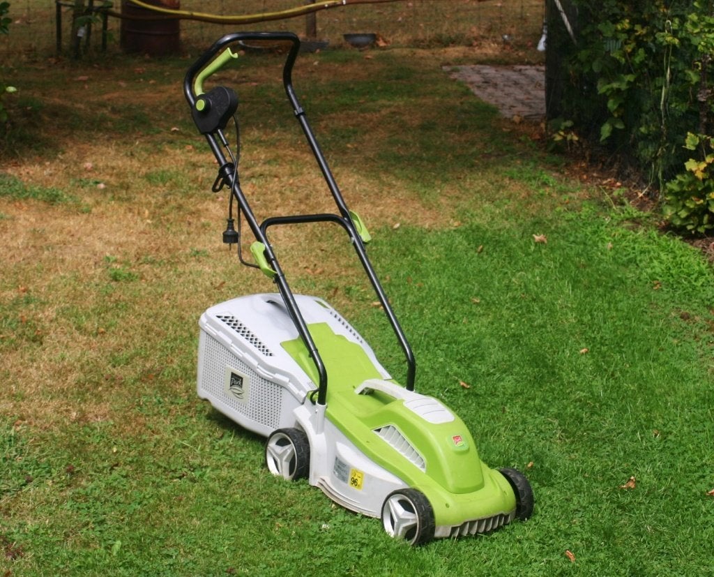 Grasmaaier, Tuin en Terras, Grasmaaiers, Cirkelmaaier, Elektrische grasmaaier, Zo goed als nieuw, Opvangbak