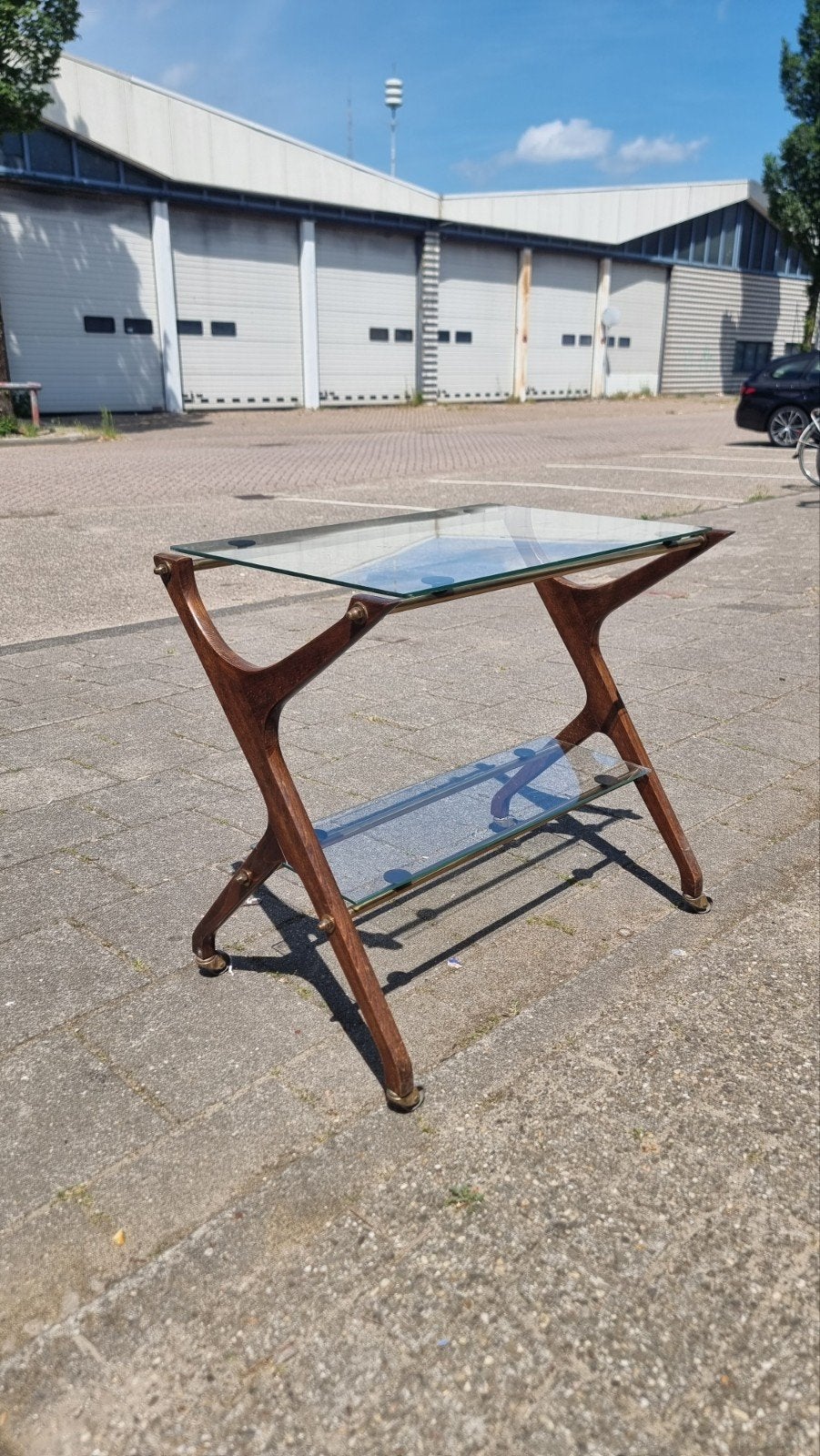 Serveertrolley mid century organisch frame, ,, Ophalen of Verzenden, Zo goed als nieuw, 75 cm of meer