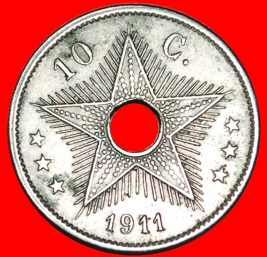 Ⰺ BELGIUM (1910-1928): BELGIAN CONGO 10 CENTIMES 1911!, Ophalen of Verzenden, Overige landen, Losse munt