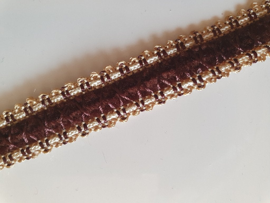 Geweven band - bruin/beige Fluweel - 15mm #2468, Ophalen of Verzenden, Nieuw, Lint, Band of Elastiek