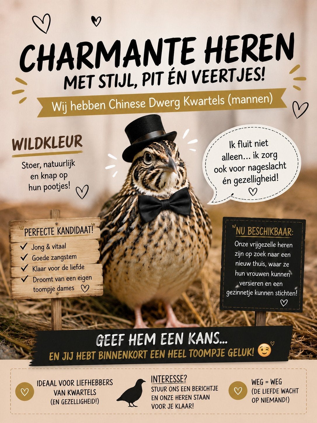 Chinese dwerg kwartels, Mannelijk