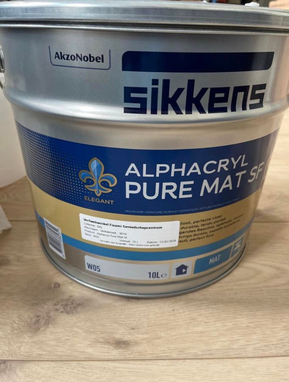 Sikkens Alphacryl pure mat SF RAL 9016 Verkeerswit 10l, 10 tot 15 liter, Ophalen, Zo goed als nieuw, Wit