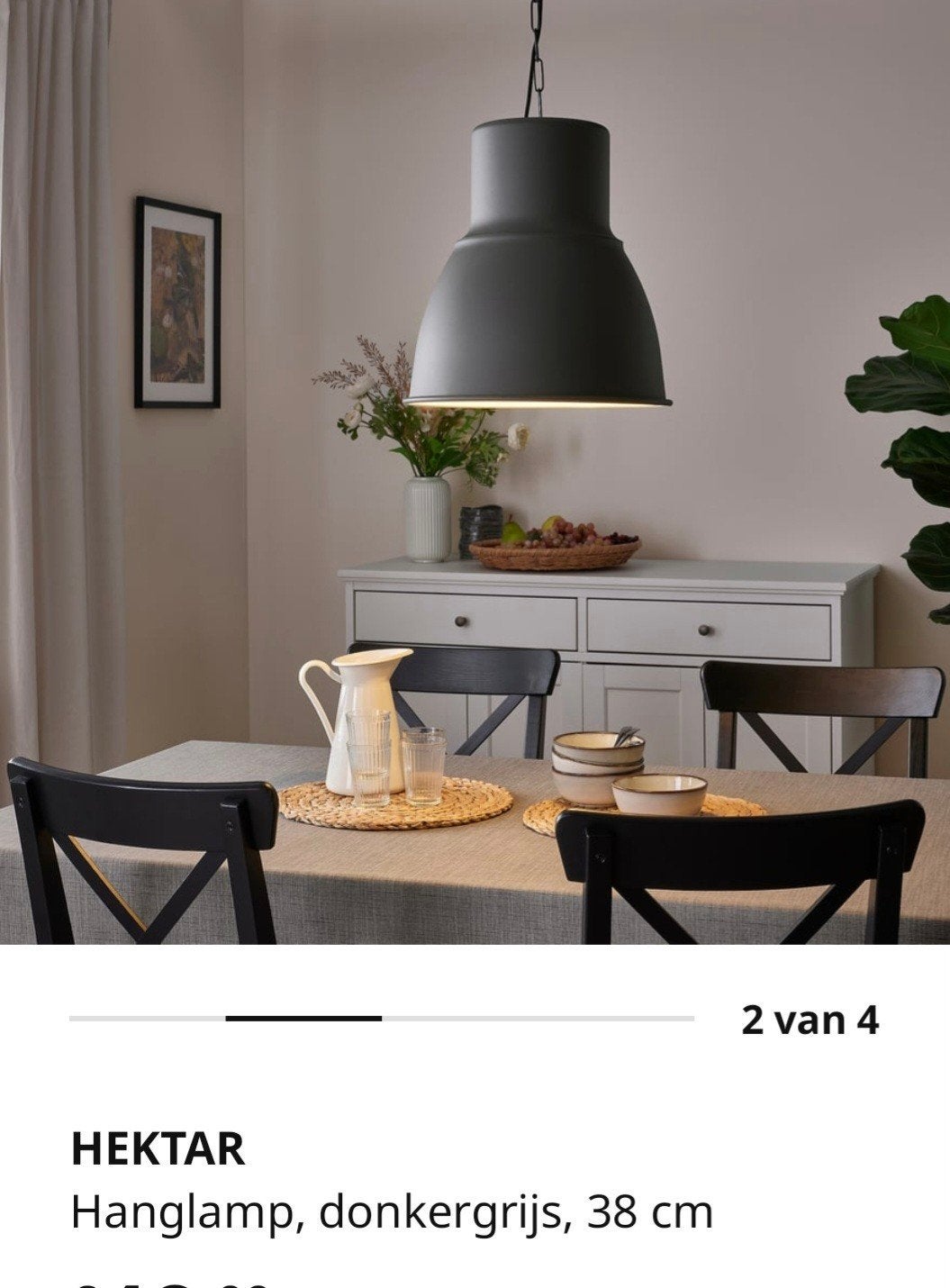 Nieuw IKEA Hektar Hanglamp Donkergrijs 38 cm E27, Nieuw, Metaal, Industrieel, E27 (groot)
