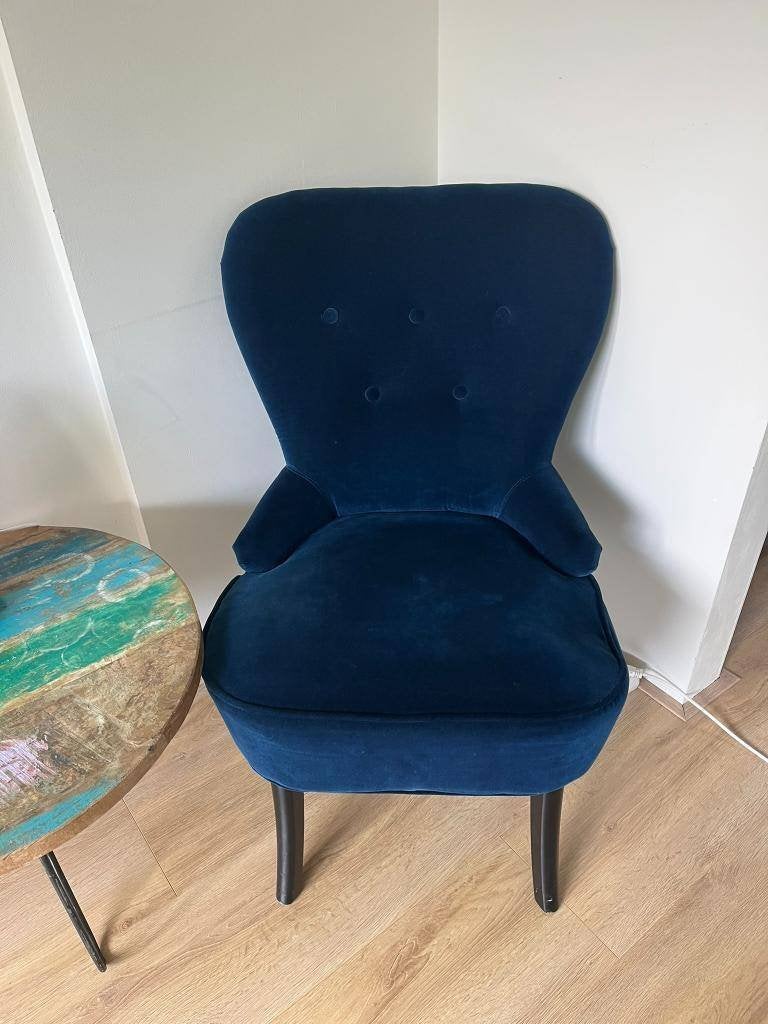 Ikea Remsta fauteuil djuparp donker blauw, Ophalen, Overige materialen, Blauw, Boho