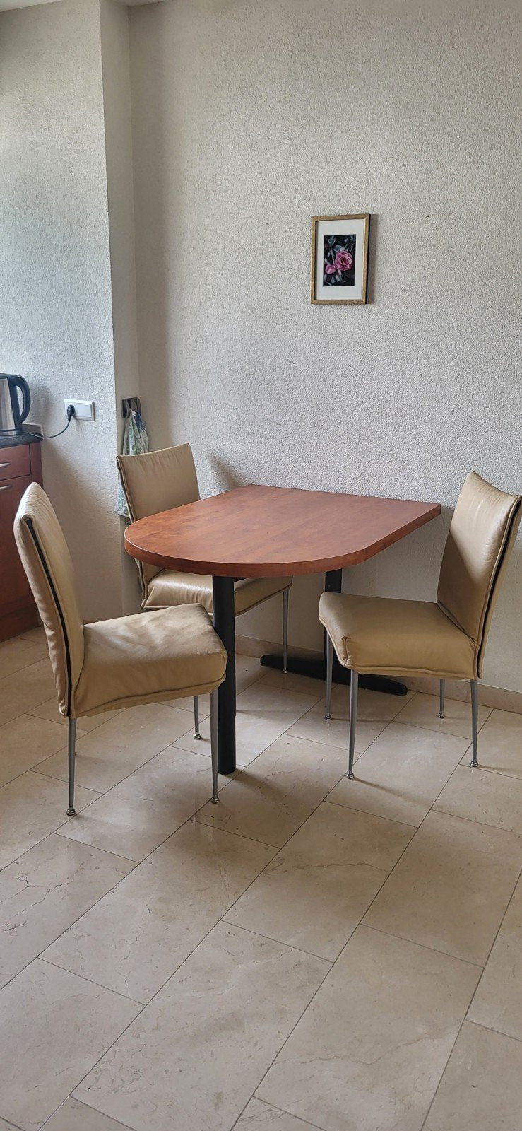 eetkeuken set tafel en 3 stoelen, Huis en Inrichting, Tafels | Eettafels, Ophalen, Rond, 50 tot 100 cm