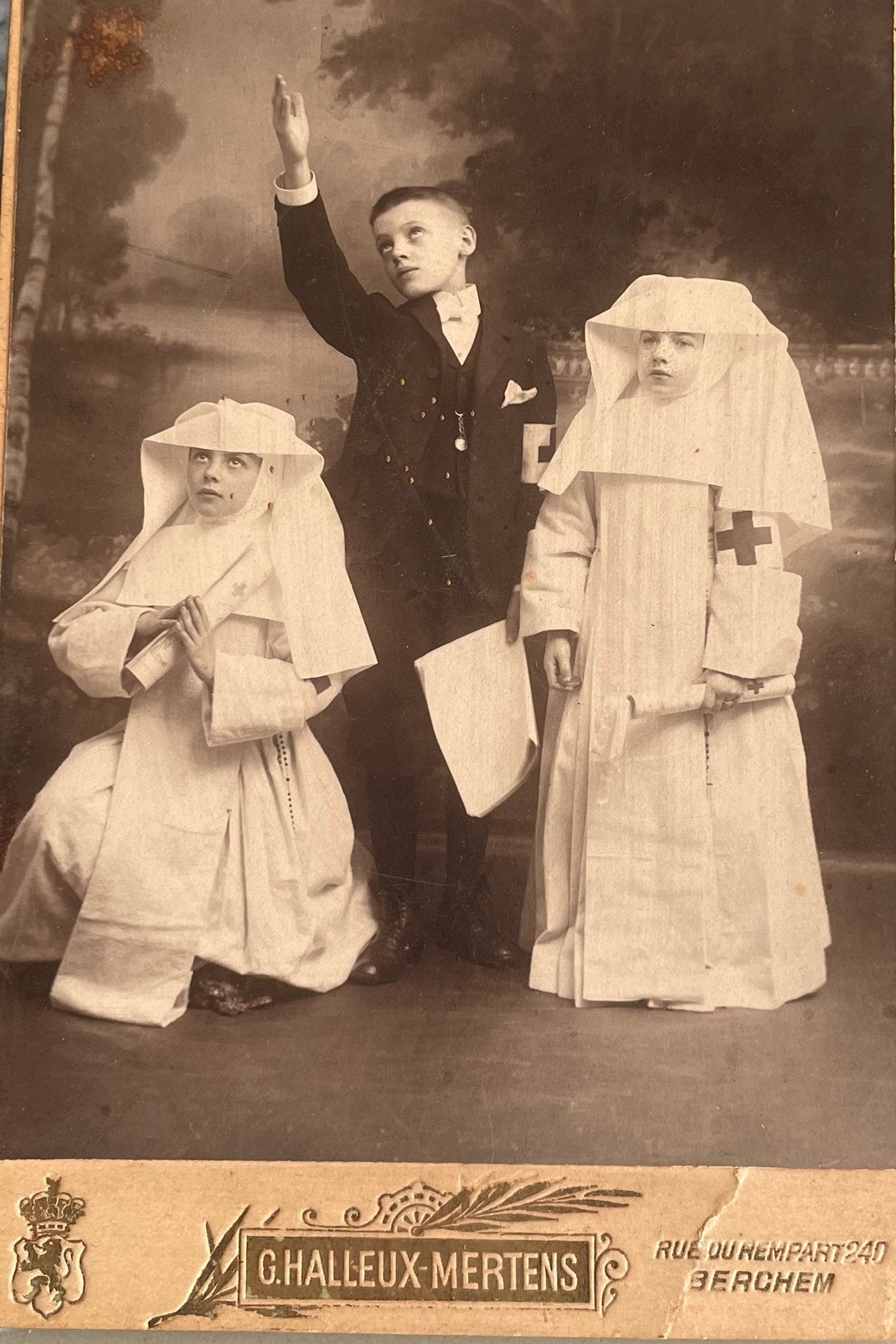 Grote fotoplaat gemaakt in Berchem (B), Ophalen of Verzenden, Voor 1940, Zo goed als nieuw, Overige onderwerpen