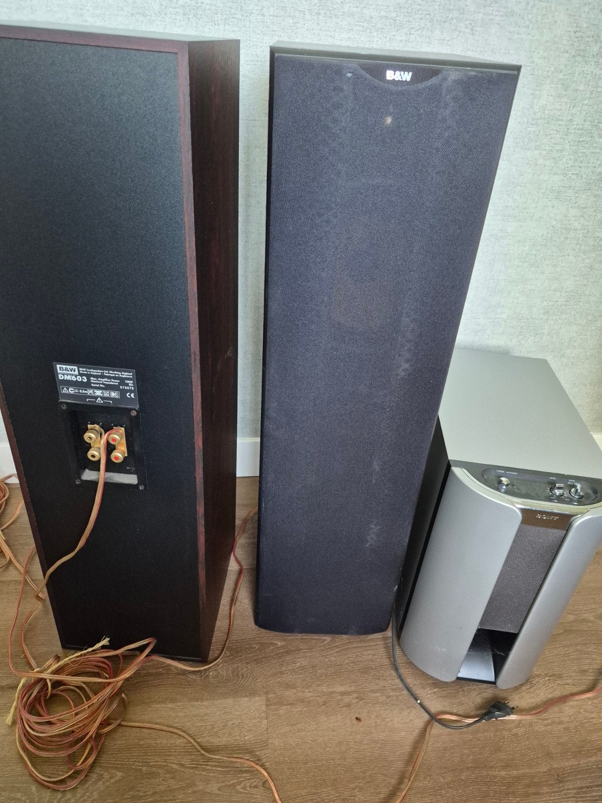 B&W DM603 S2  Luidsprekers met Sony Subwoofer, Ophalen, Vloerstaande luidspreker, Gebruikt, 60 tot 120 watt