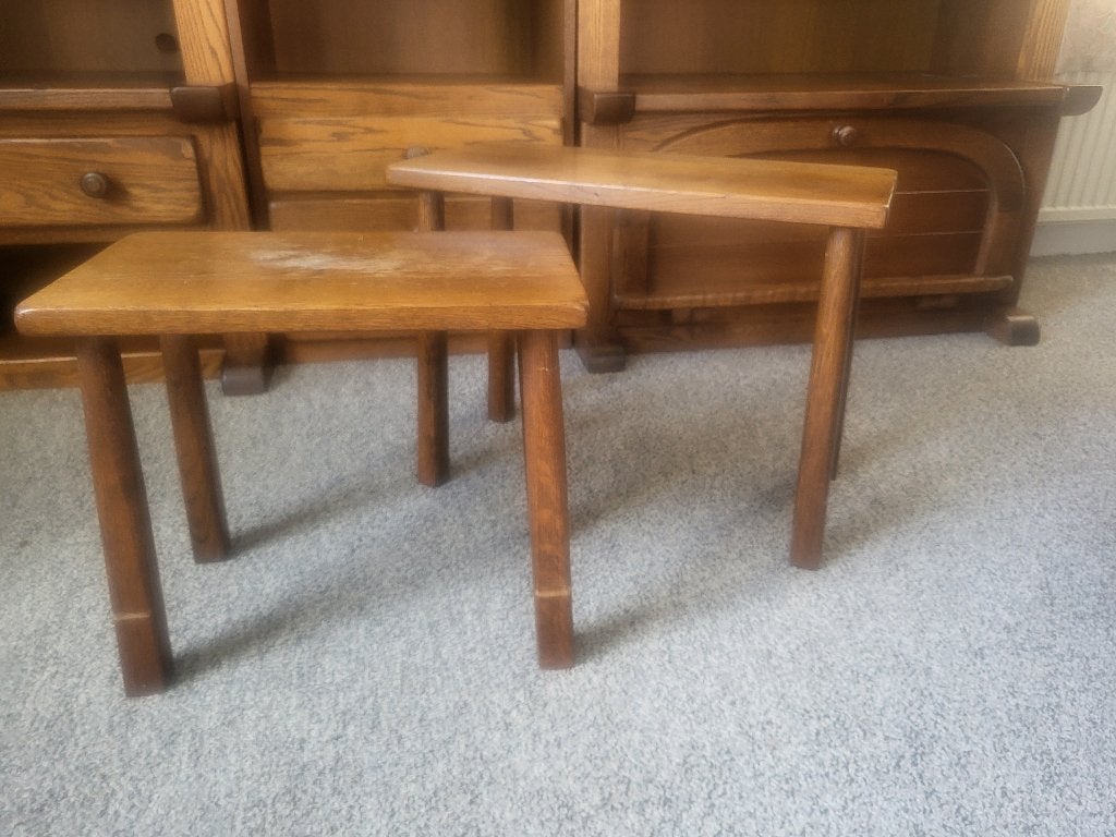 Houten bijzettafeltjes, Huis en Inrichting, Tafels | Bijzettafels, Minder dan 55 cm, Gebruikt, Rechthoekig, Hout