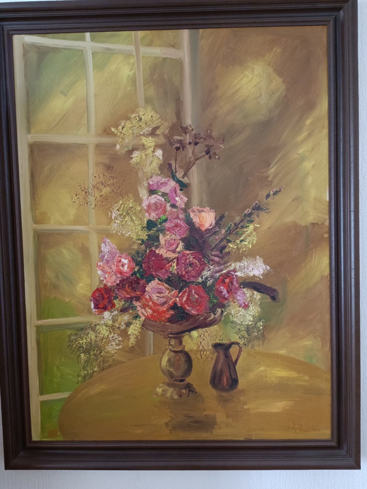 groot schilderij in lijst met bloemen, Antiek en Kunst, Kunst | Schilderijen | Klassiek, Ophalen