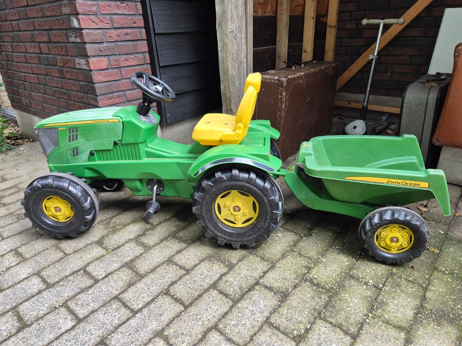 John Deere traptractor met aanhanger, Ophalen, Gebruikt, Trapvoertuig