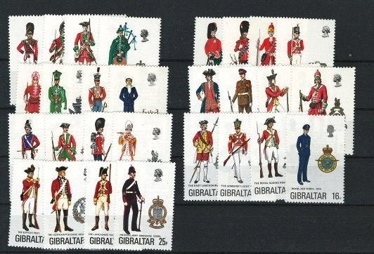 Gibraltar 7 Complete series Militaire Uniformen  Postfris, Ophalen of Verzenden, Postfris, Overige thema's