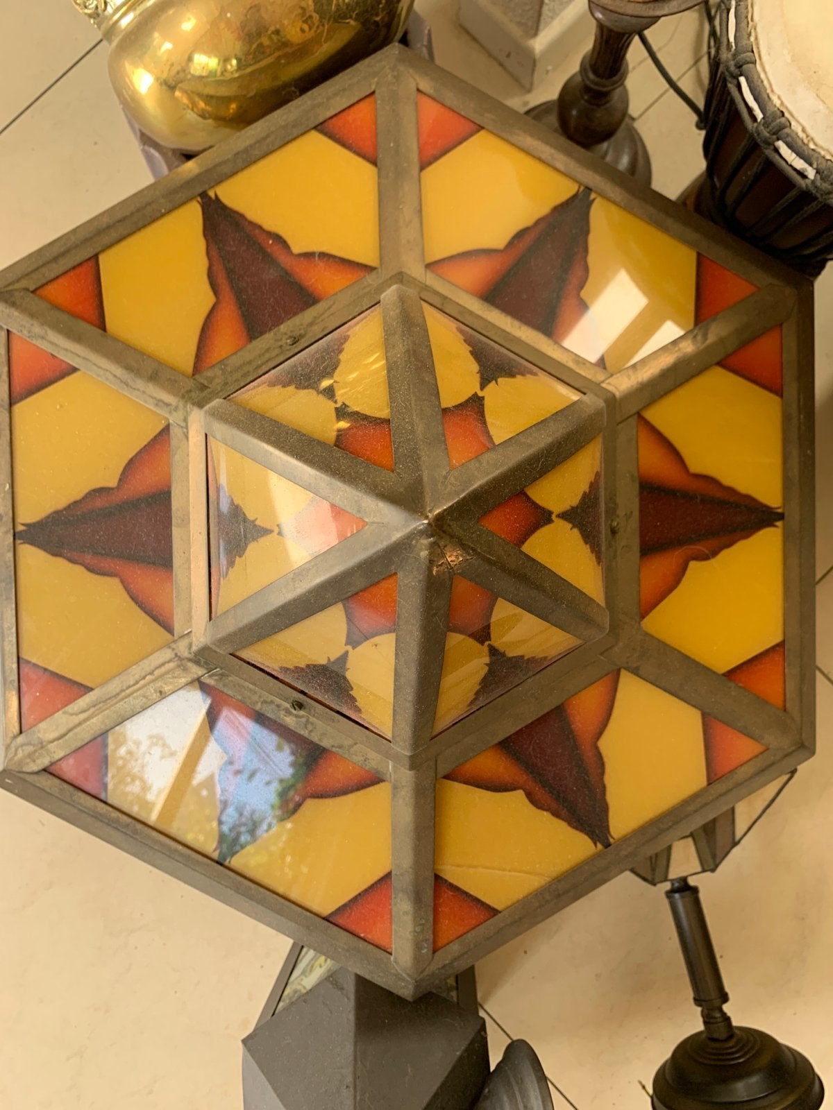 Vintage Tiffany-stijl Plafondlamp/Hanglamp, Antiek en Kunst, Antiek | Lampen, Ophalen of Verzenden