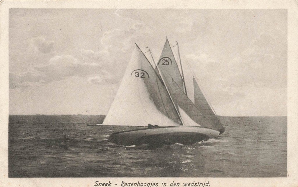 Sneek, Regenboogjes in den wedstrijd, Ophalen of Verzenden, 1920 tot 1940, Gelopen, Friesland
