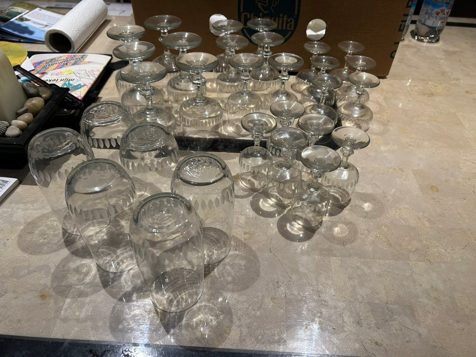 set vintage kristallen glazen 35 stuks gegraveerd mooie, Verzamelen, Glas en Borrelglaasjes, Ophalen, Zo goed als nieuw, Overige typen