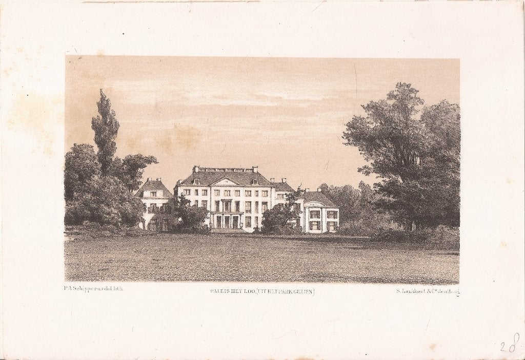 Apeldoorn. Paleis het Loo (uit het park gezien) Schipperus, 1800 - 1899, Architectuur, Ophalen of Verzenden, Blanco verso