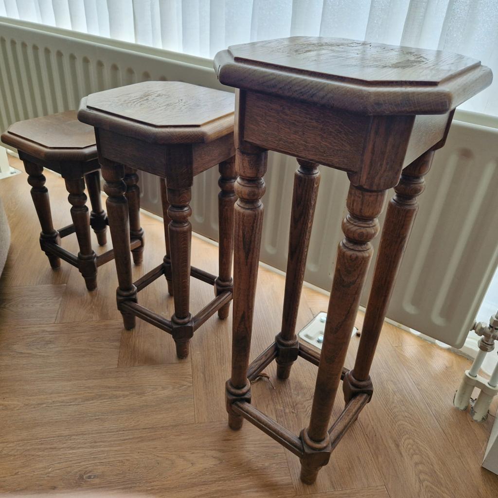 Set van 3 Vintage Houten Plantenstandaards, Ophalen