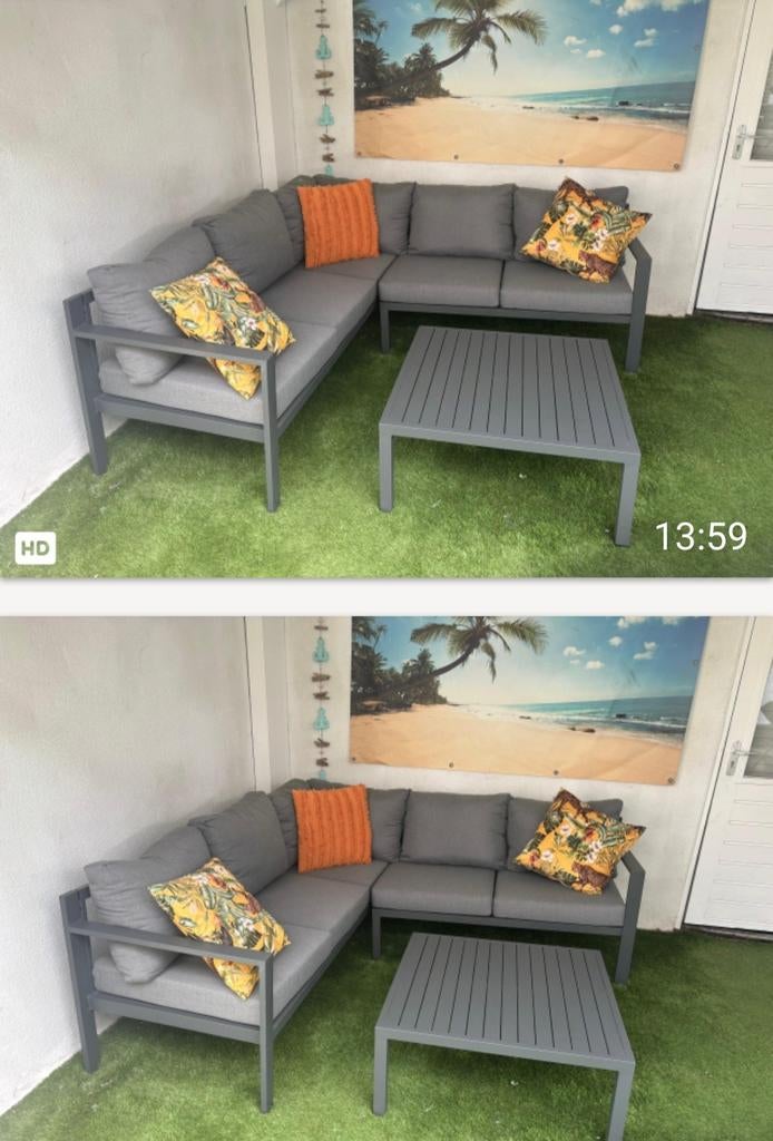 Alluminium loungeset/tuinset als nieuw, Tuin en Terras, Tuinsets en Loungesets, Ophalen, Zo goed als nieuw
