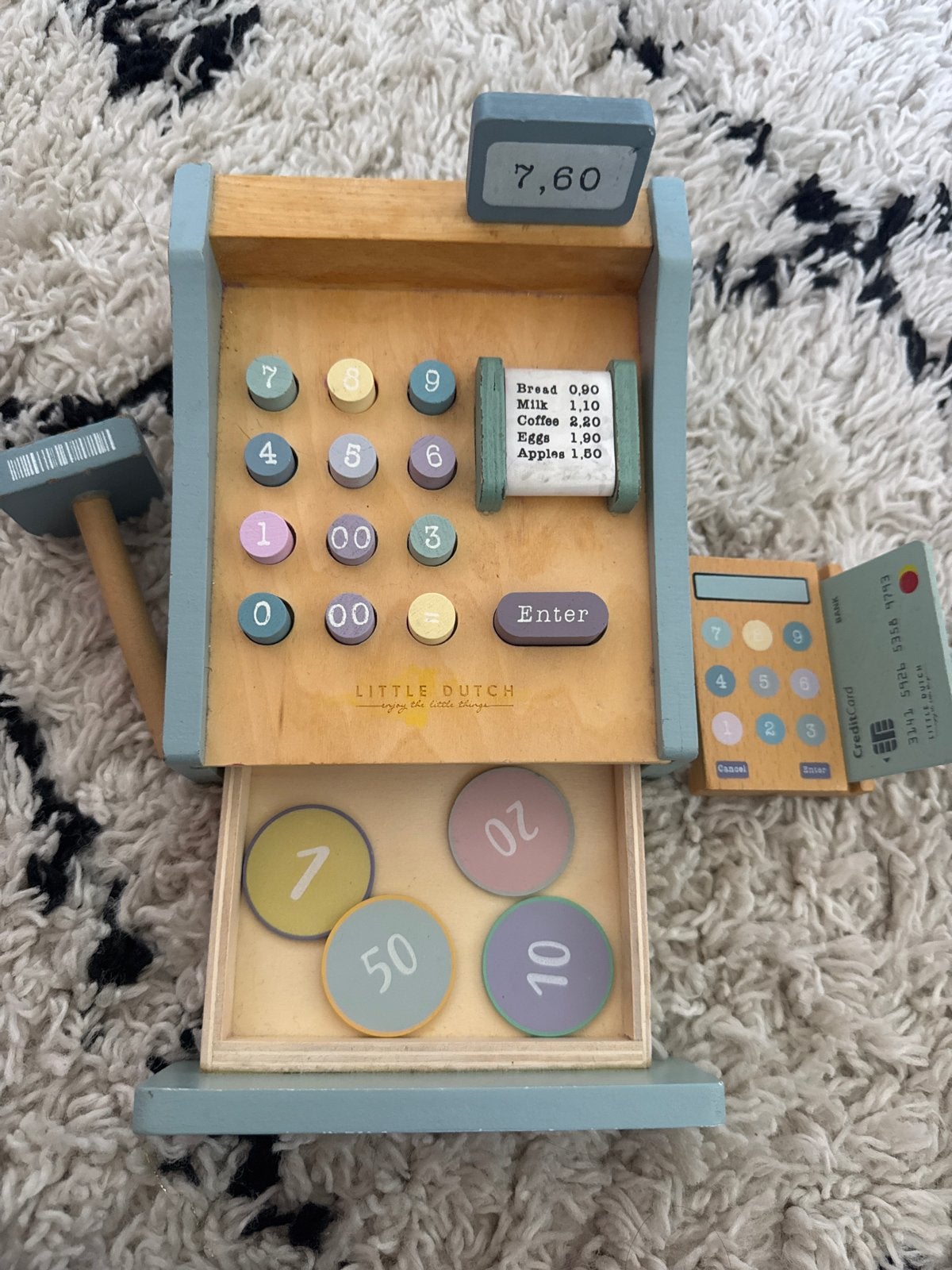 Little Dutch Houten Kassa met AH boodschappenmandje, Kinderen en Baby's, Ophalen, Gebruikt, Rekenen