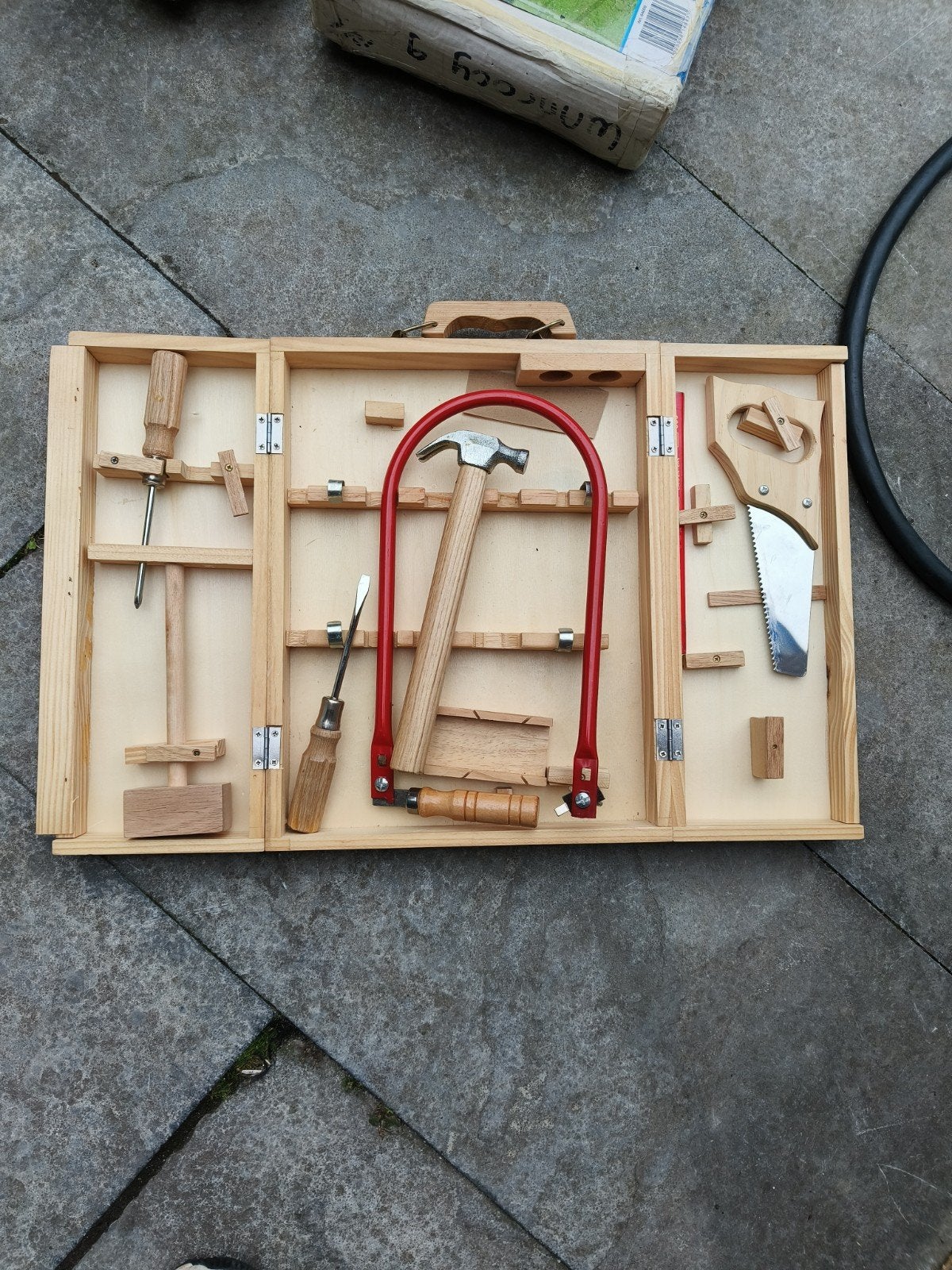 Houten Kinder Gereedschapskist met Echt Gereedschap, Ophalen of Verzenden, Gebruikt, Bouwen