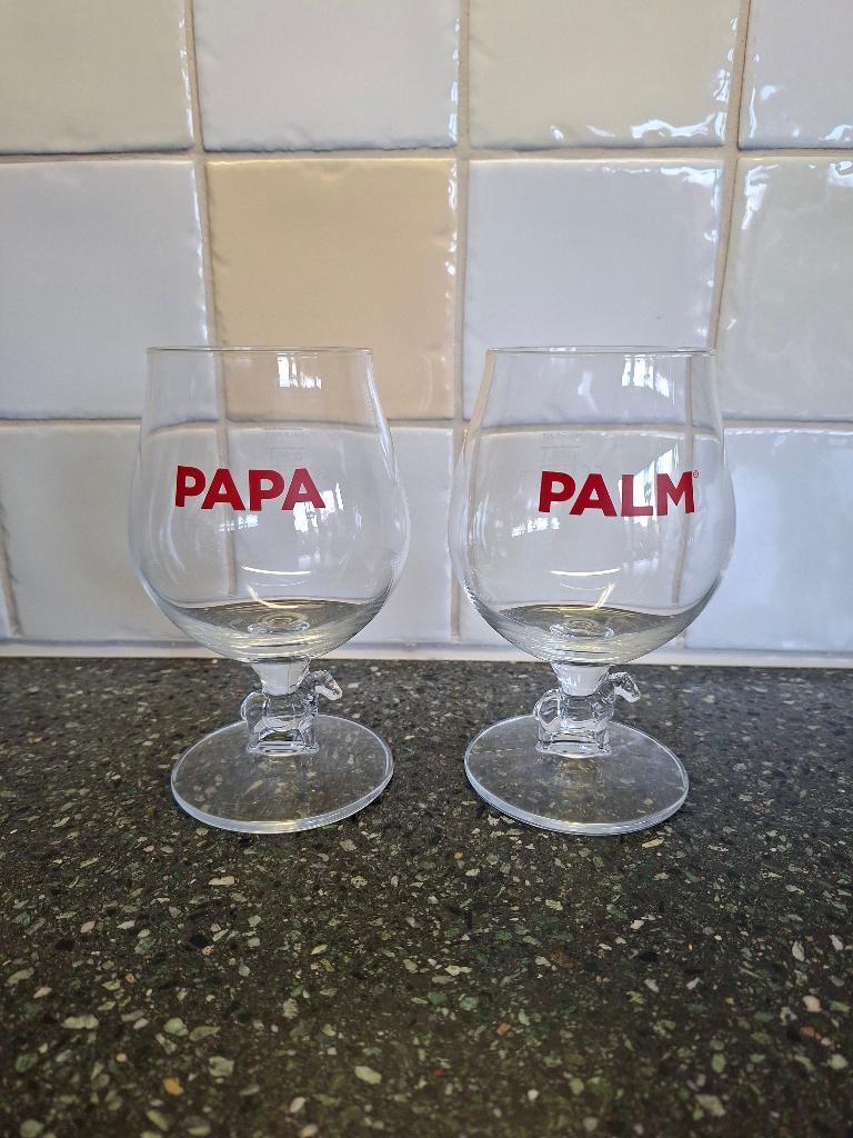 Palm Papa bierglazen - Vaderdag Tip, Ophalen of Verzenden, Zo goed als nieuw, Bierglas
