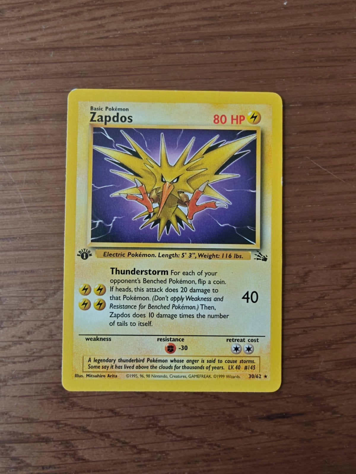 Zapdos fossil 1st edition, Ophalen of Verzenden, Gebruikt, Losse kaart