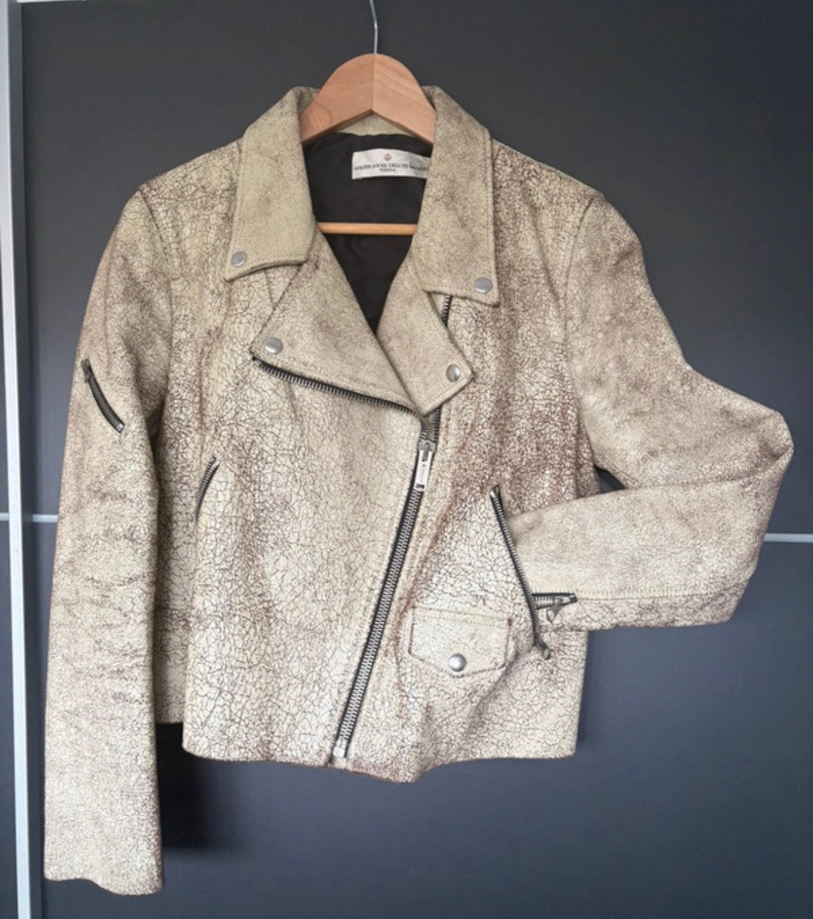 Goldengoos leer jasje, Beige, Maat 42/44 (L), Ophalen of Verzenden, Jasje
