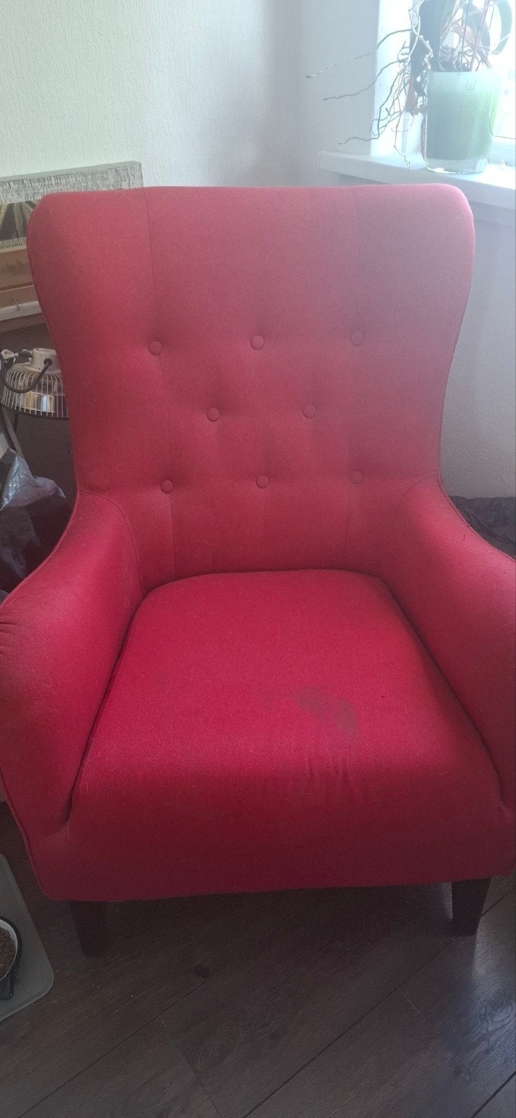 rode oorfauteuil met vlekken gratis ophalen, Ophalen, Gebruikt, 75 tot 100 cm, Klassiek, comfortabel