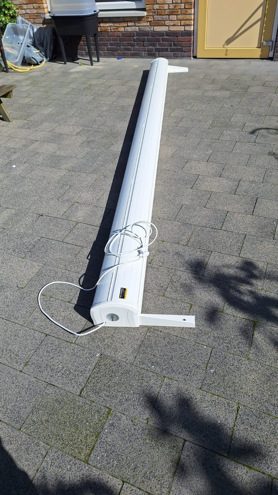 Elektrisch zonnescherm - 4m breed, 3m uitval, antraciet, Tuin en Terras, Ophalen, Elektrisch, Zo goed als nieuw, 150 tot 300 cm