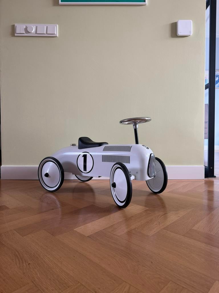 Retro Roller metalen loop auto wit, Ophalen of Verzenden, Zo goed als nieuw, Loopvoertuig