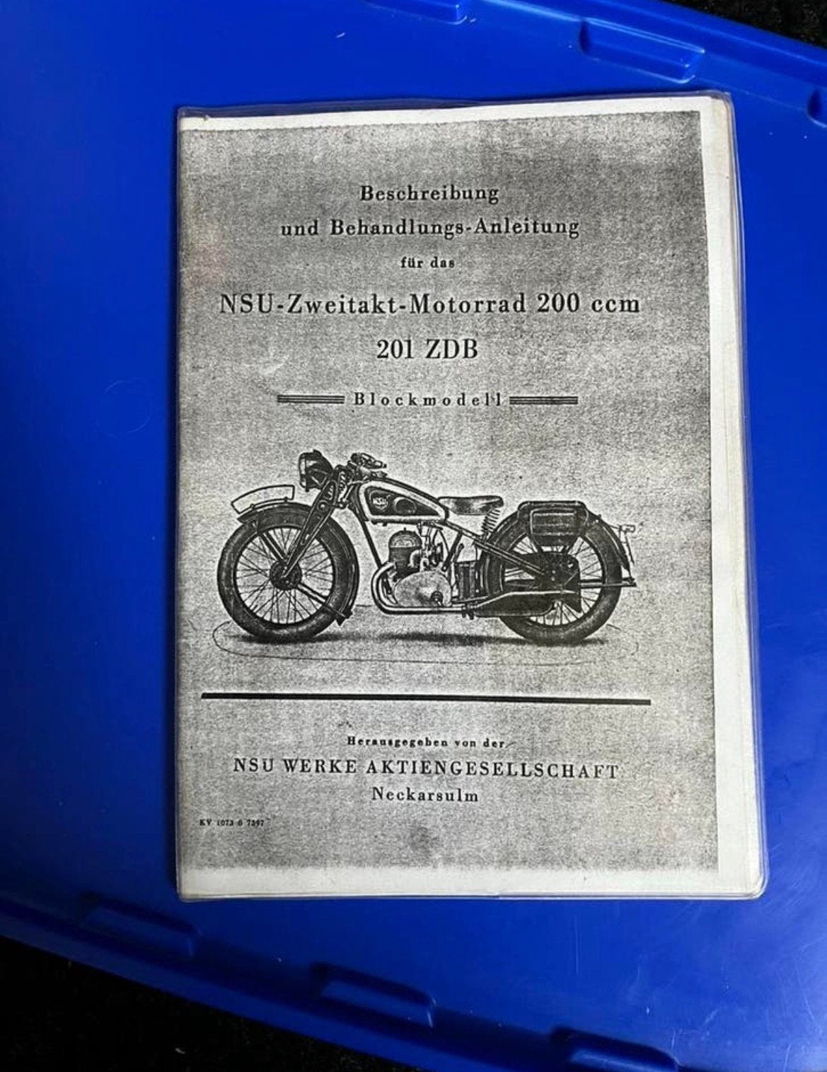 Vintage Handleiding NSU 201 ZDB gekopieerd, Motoren, Ophalen of Verzenden, Overige merken