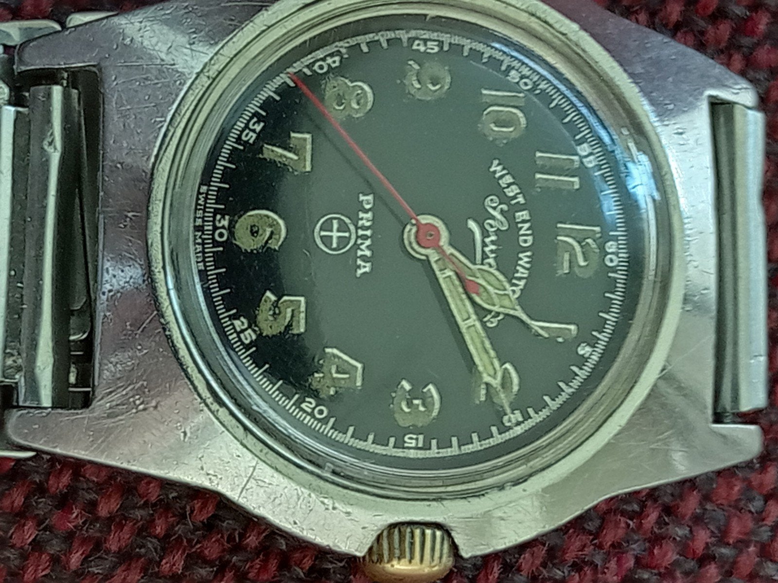 West End Watch Co, Sowar Prima, horloge met Gay Fréres band, Verzamelen, Militaria | Algemeen, Ophalen of Verzenden, Overige soorten