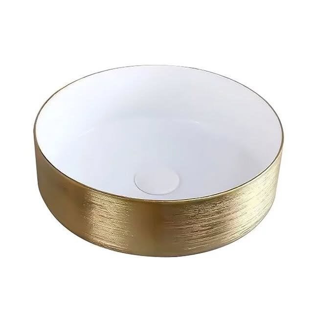 Aloni Washbasin relief Turo Gold/White 36x13cm – Ceramic, Ophalen, Nieuw, Toilet