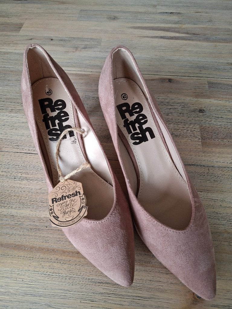 schoenen, pumps. Maat 40. Hak 8 cm. Oud roze. Refresh., Kleding | Dames, Pumps, Ophalen of Verzenden, Zo goed als nieuw, Roze