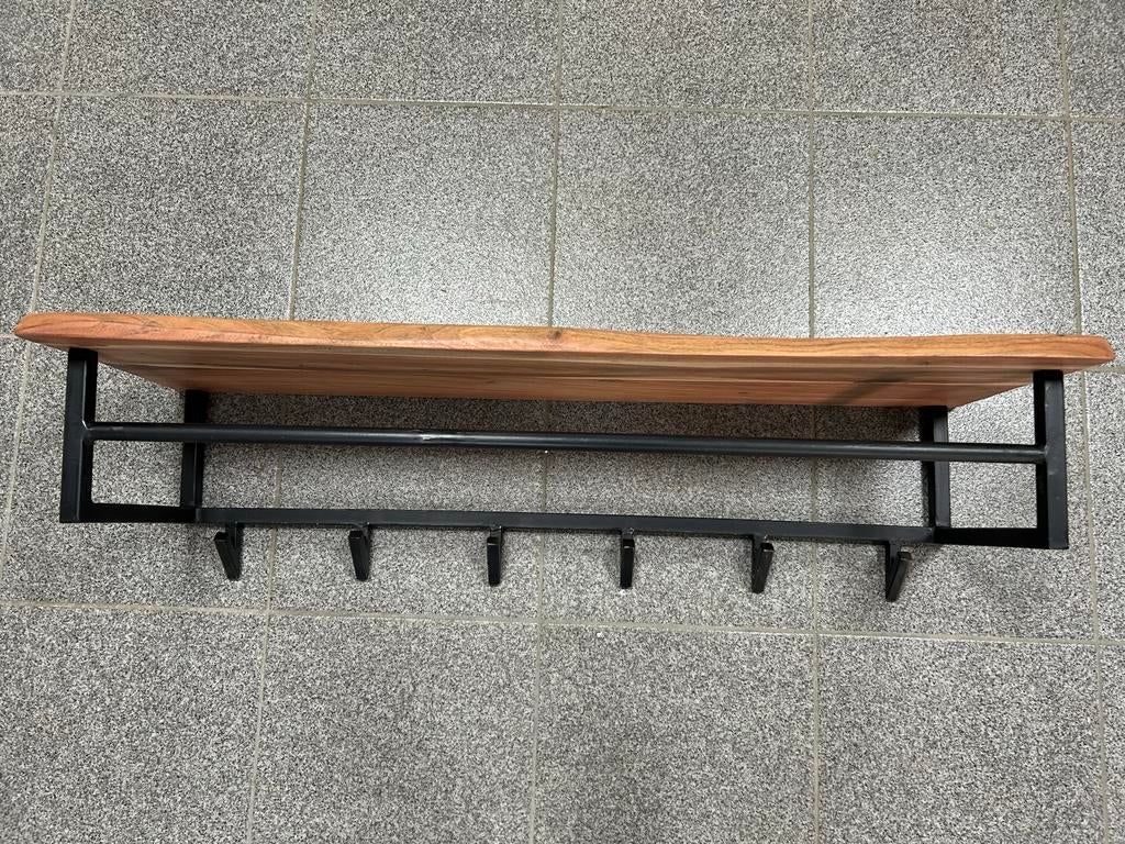 Kapstok hardhout en staal 100cm breed, Huis en Inrichting, Woonaccessoires | Kapstokken, Nieuw, Minder dan 100 cm, Hout, Ophalen