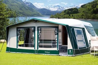 Walker esprit voortent maat 11/12 met uitbouw blauw, Caravans en Kamperen, Ophalen, Gebruikt, Walker Campingstyle