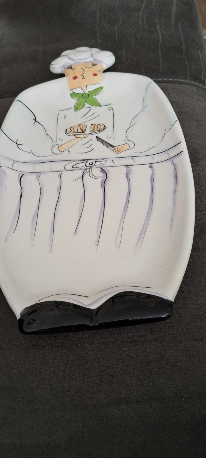 Decoratieve kok schaal 40 cm, Huis en Inrichting, Ophalen, Steen/keramiek, Wit, Overige typen