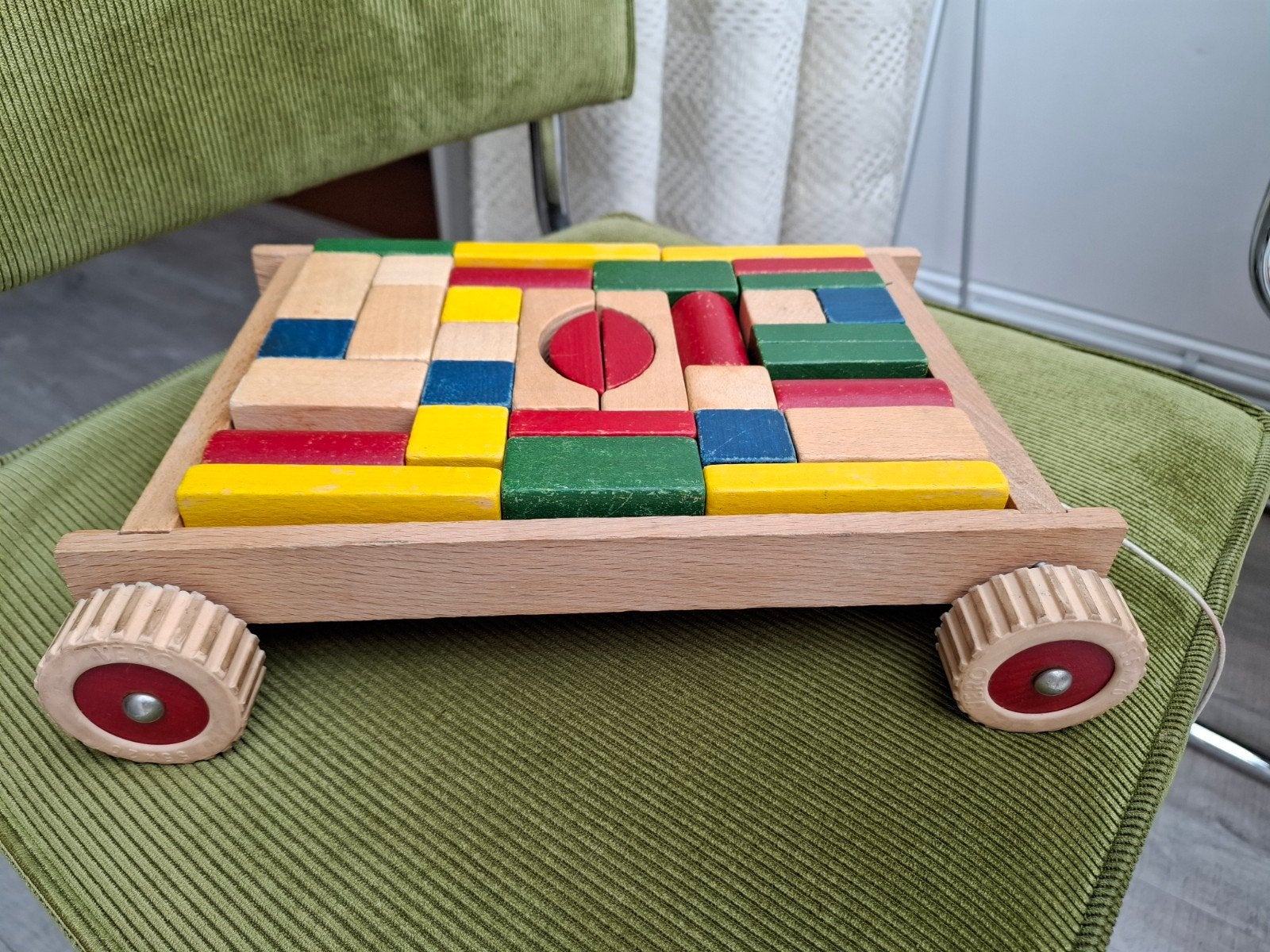 Vero blokkendoos / blokkenkar van hout, Ophalen of Verzenden, Gebruikt