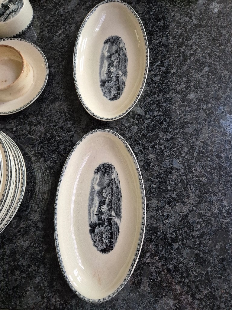 societe ceramique landschap, creme/zwart, Ophalen, Gebruikt, Overige merken, Schaal of Schalen