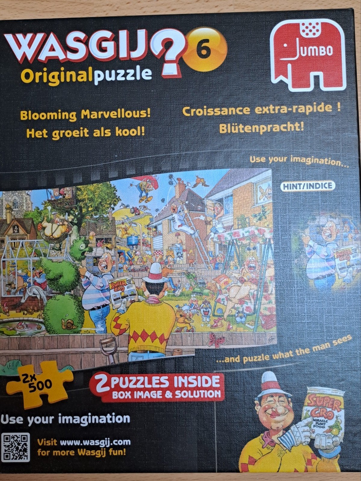 2 Wasgij puzzels in 1 doos, Ophalen, 500 t/m 1500 stukjes, Zo goed als nieuw