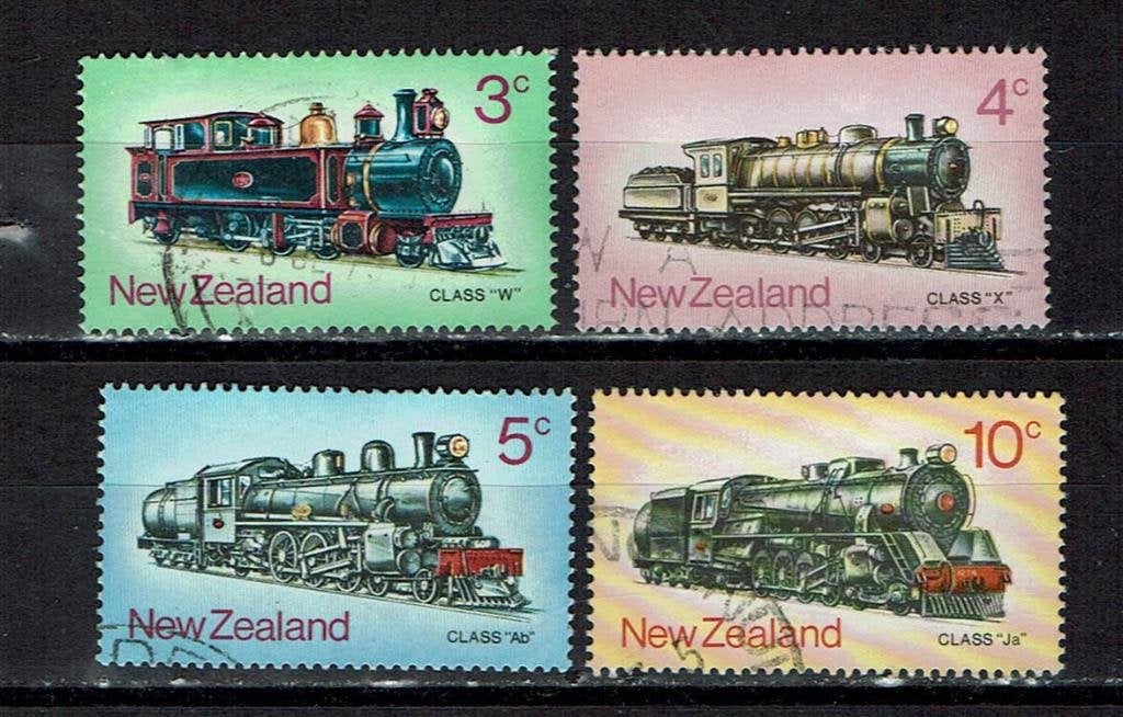 postzegels treinen stoomlocomotieven Nieuw Zeeland Mi 603/06, Ophalen of Verzenden, Gestempeld, Treinen
