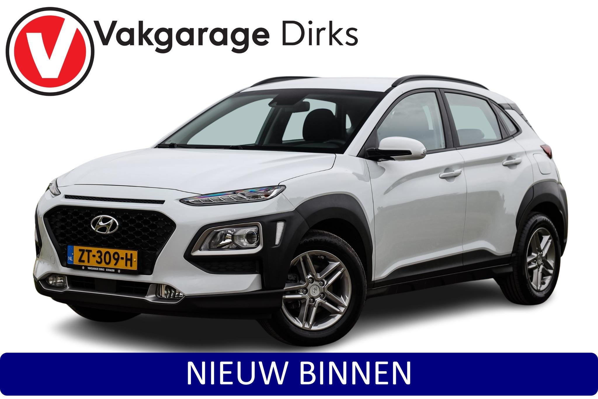 Hyundai Kona 120 PK T-GDI Comfort ✅ CarPlay ✅ Camera ✅, Stof, Gebruikt, Euro 6, Wit