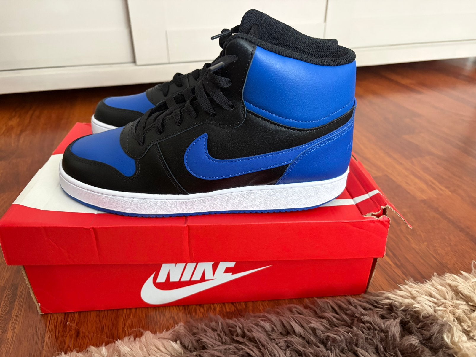 Nike Court Borough Mid 2 - Zwart/Blauw Sneakers, Ophalen of Verzenden, Nieuw, Blauw, Sneakers of Gympen