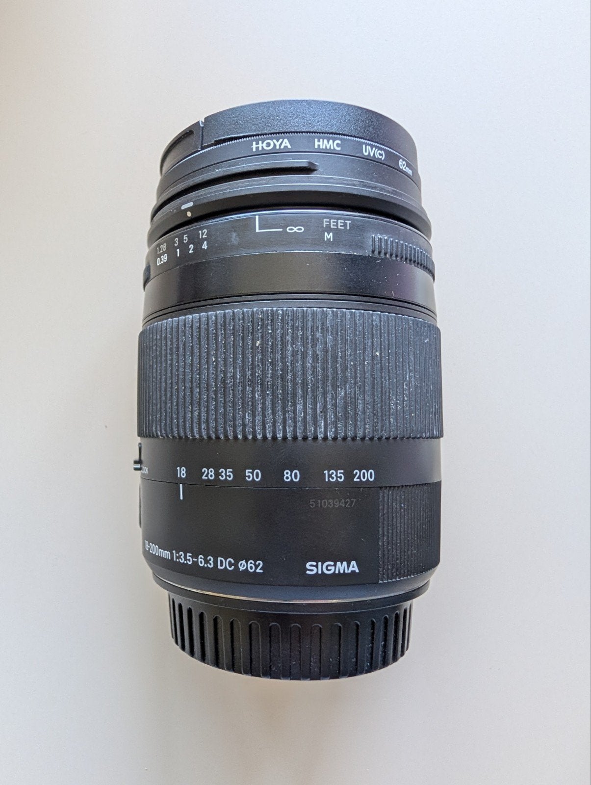 Sigma 18-200mm f/3.5-6.3 DC OS lens met Hoya UV filter, Audio, Tv en Foto, Fotografie | Lenzen en Objectieven, Gebruikt, Sigma