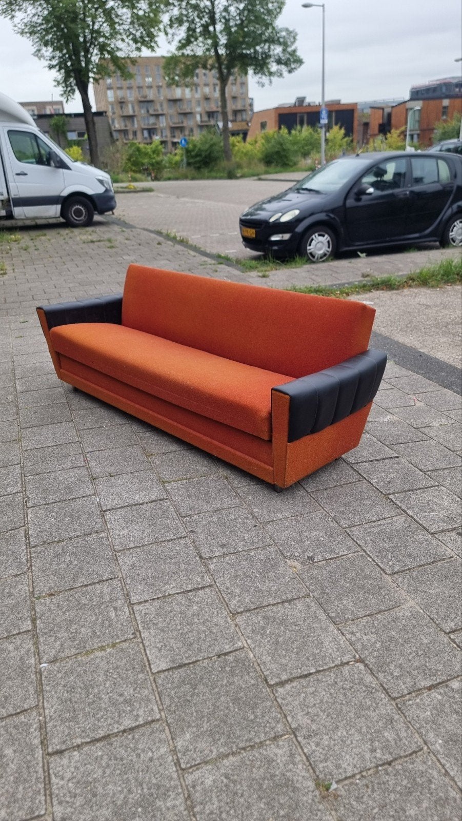 vintage slaapbank jaren 70, 125 cm of meer, ,, Ophalen of Verzenden, ,
