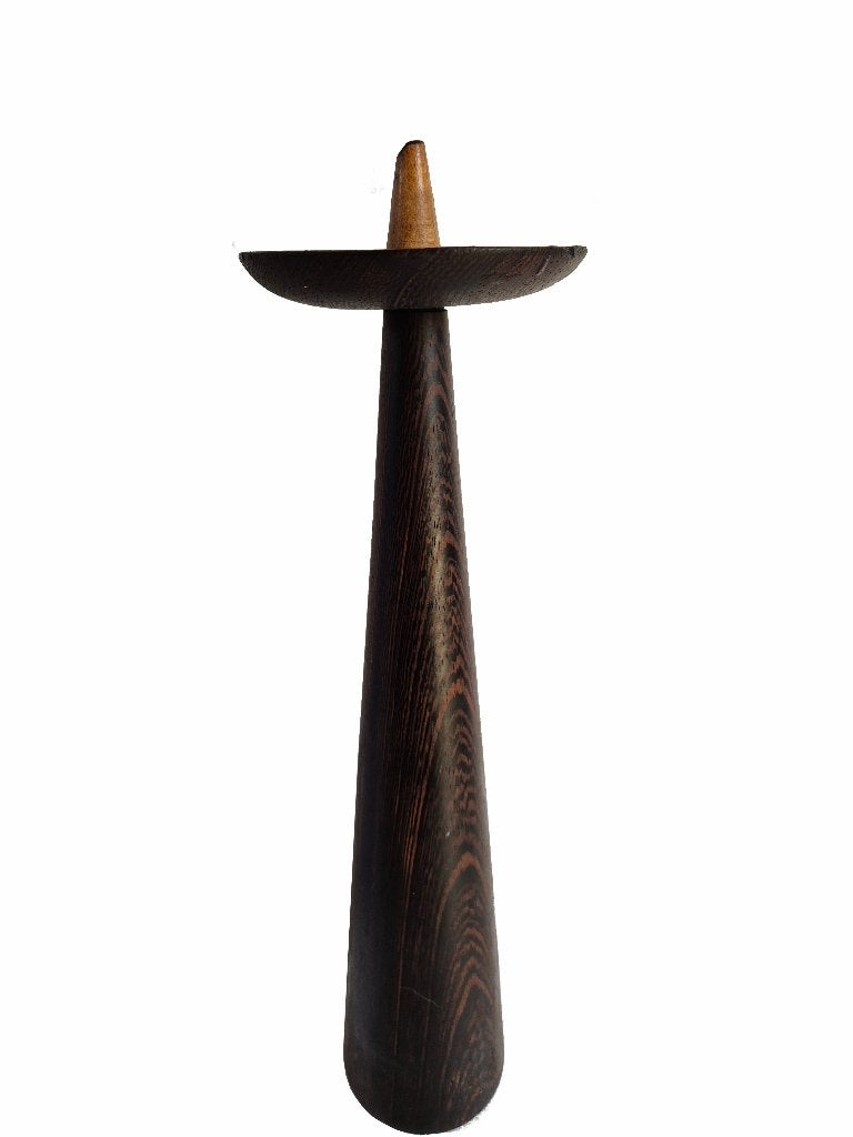 Prachtige vintage modernist wenge design kandelaar, Ophalen of Verzenden, Gebruikt, Hout, Kandelaar