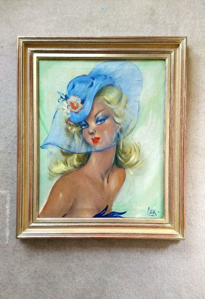 == femme fatale==gesigneerd == c a 1950 ==, Antiek en Kunst, Kunst | Schilderijen | Klassiek, Ophalen of Verzenden