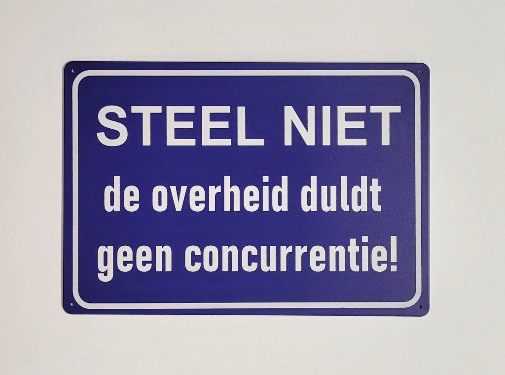 Steel niet overheid concurrentie reclamebord van metaal deco, Info@deconoord.nl, Nieuw, Ophalen of Verzenden, Deco noord
