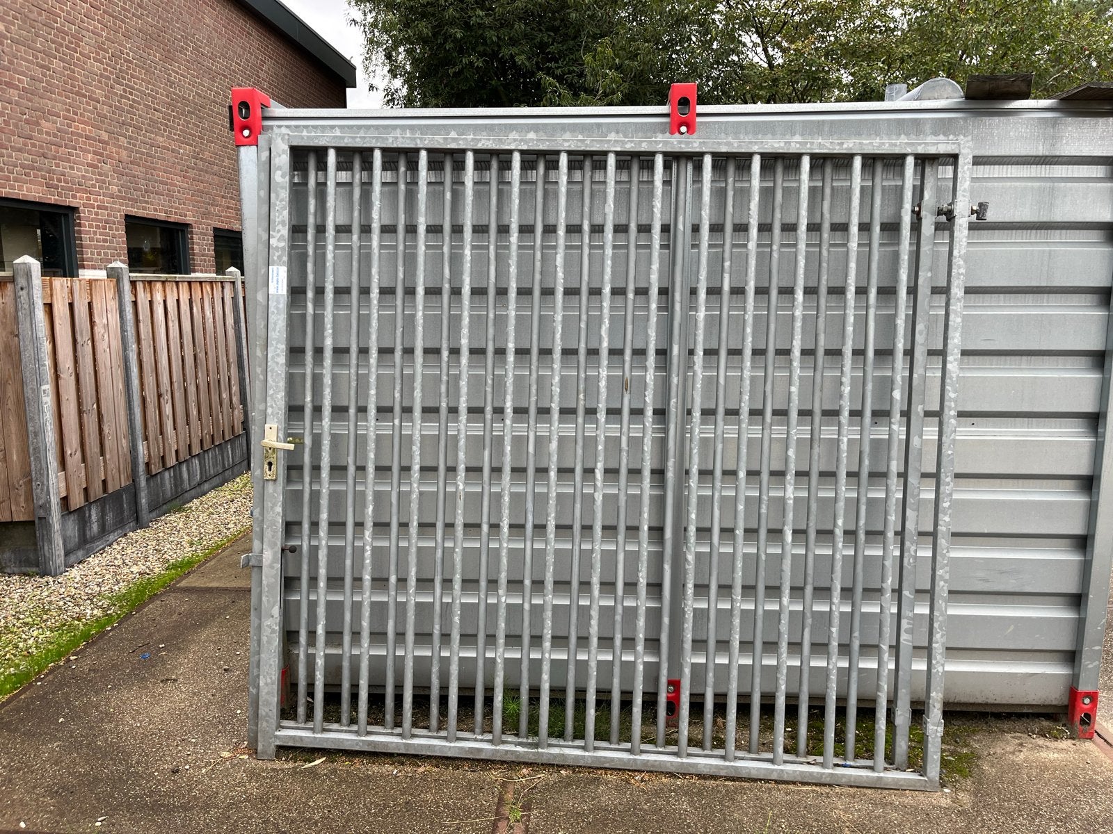 Stevig spijlenhekwerk met poort, gegalvaniseerd, Ophalen, Met poort, Gebruikt, Spijlenhekwerk