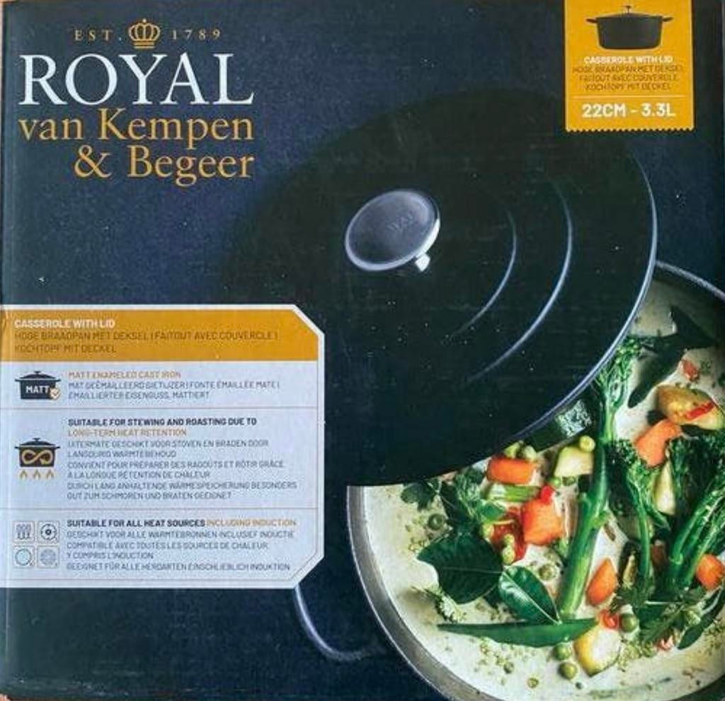 Royal Van Kempen & Begeer braadpan 22CM, Gietijzer, Nieuw, Ophalen of Verzenden, Keramische plaat